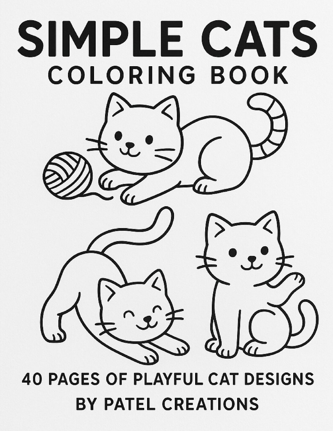 Simple Cats Coloring Book - 40 Pages of Playful Cat Designs - Digital Download