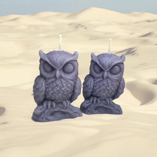 Sleeping Owl Beeswax Candle: Cottagecore Home Decor, Cedarwood Scent