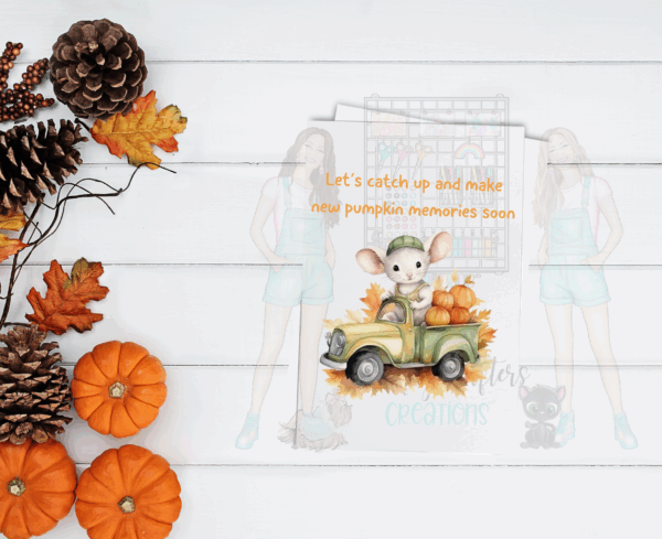 Fall Mouse Greeting Card Set – 5x7 Autumn Cards with Envelopes (Set of 7, Blank Inside)