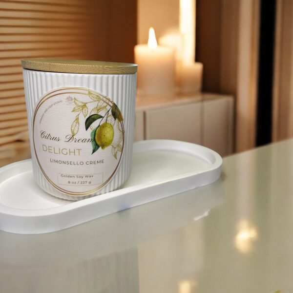 Citrus Soy Candle in Jesmonite Vessel: Limoncello Creme Scent