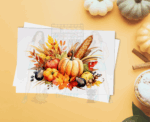 Fall Pumpkin Greeting Card Set – 5x7 Autumn Cards with Envelopes (Set of 4, Blank Inside)