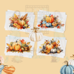 Fall Pumpkin Greeting Card Set – 5x7 Autumn Cards with Envelopes (Set of 4, Blank Inside)