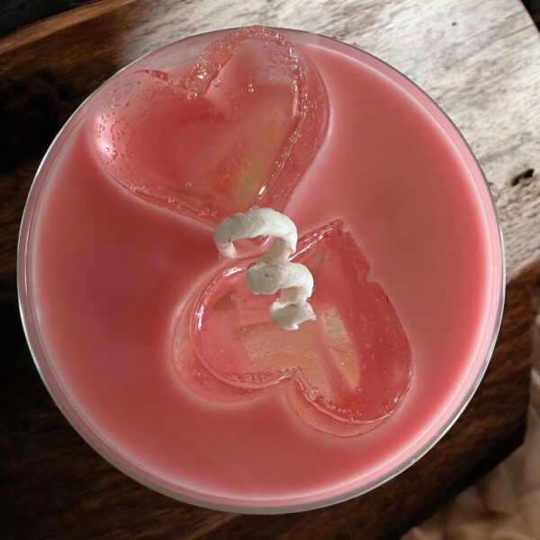 Iced Hearts Latte Candle: Hibiscus Palm Scented Soy Wax Candle