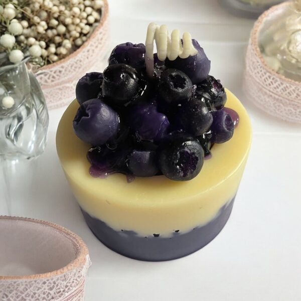 Blueberry Cupcake Candle: Lemon Crumble Scented CocoSoy Pillar Wax