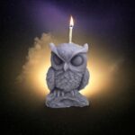 Sleeping Owl Beeswax Candle: Cottagecore Home Decor, Cedarwood Scent
