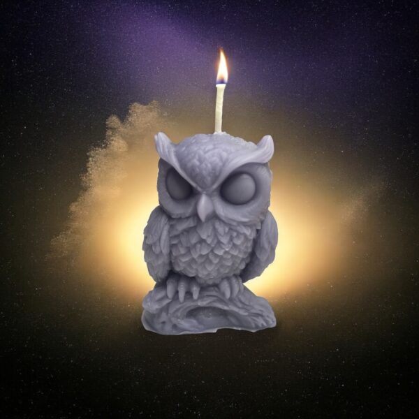 Sleeping Owl Beeswax Candle: Cottagecore Home Decor, Cedarwood Scent