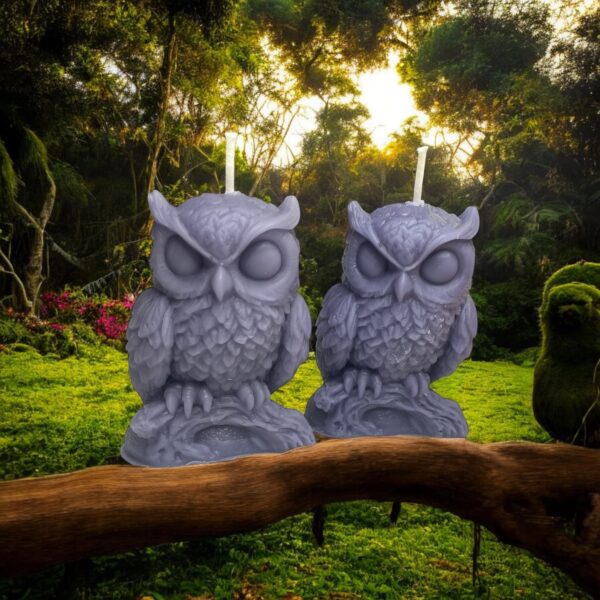 Sleeping Owl Beeswax Candle: Cottagecore Home Decor, Cedarwood Scent