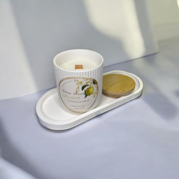 Citrus Soy Candle in Jesmonite Vessel: Limoncello Creme Scent