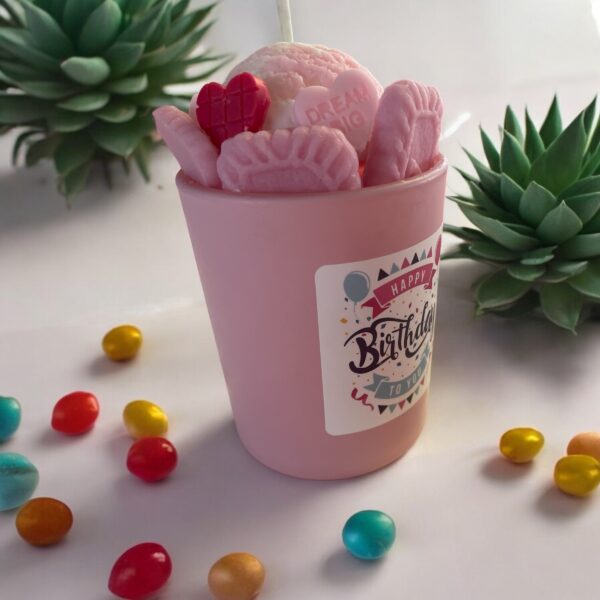 Birthday Candle: Lychee Blush Scented Soy Candle - 8 oz