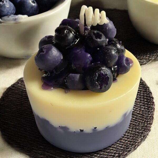 Blueberry Cupcake Candle: Lemon Crumble Scented CocoSoy Pillar Wax