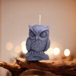 Sleeping Owl Beeswax Candle: Cottagecore Home Decor, Cedarwood Scent