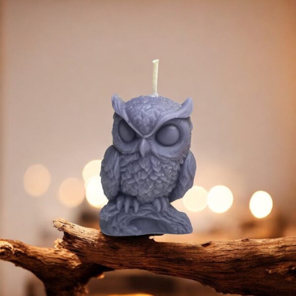 Sleeping Owl Beeswax Candle: Cottagecore Home Decor, Cedarwood Scent