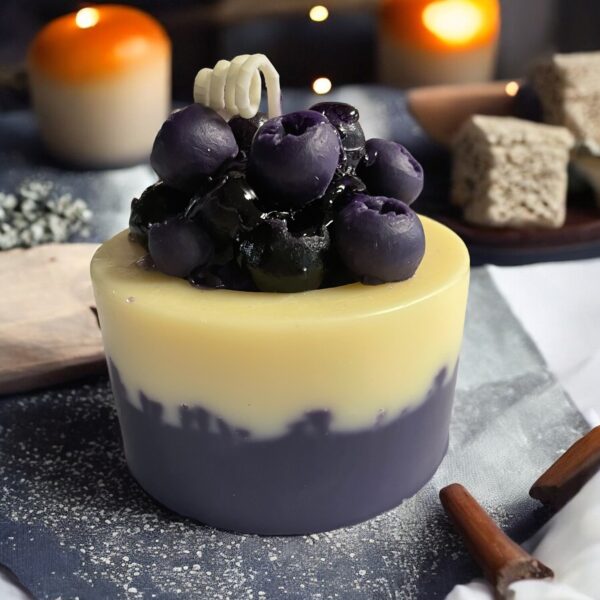 Blueberry Cupcake Candle: Lemon Crumble Scented CocoSoy Pillar Wax