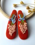 Hand Embroidered Floral Linen Hair Clip – Handmade in Canada