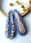Hand Embroidered Floral Linen Hair Clip – Handmade in Canada