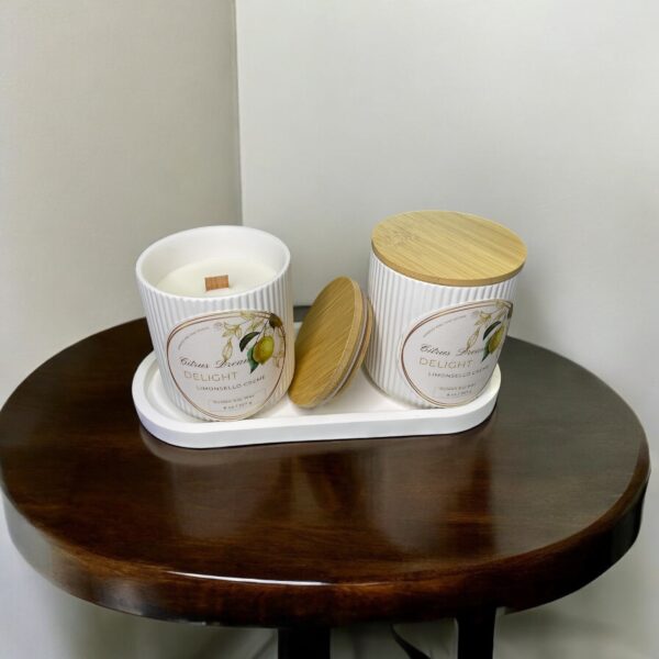 Citrus Soy Candle in Jesmonite Vessel: Limoncello Creme Scent