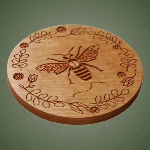 Personalized Honeybee Trivet: Carved Wood Trivet