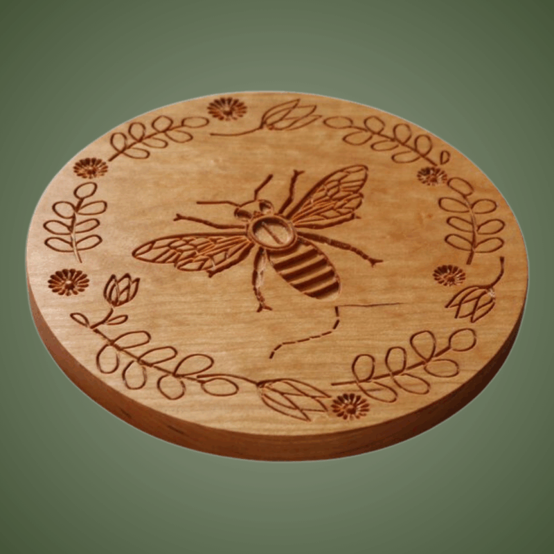 Personalized Honeybee Trivet: Carved Wood Trivet