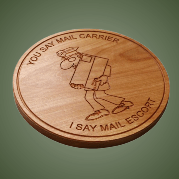 Personalized Mail Delivery Person Trivet: Carved Wood Trivet