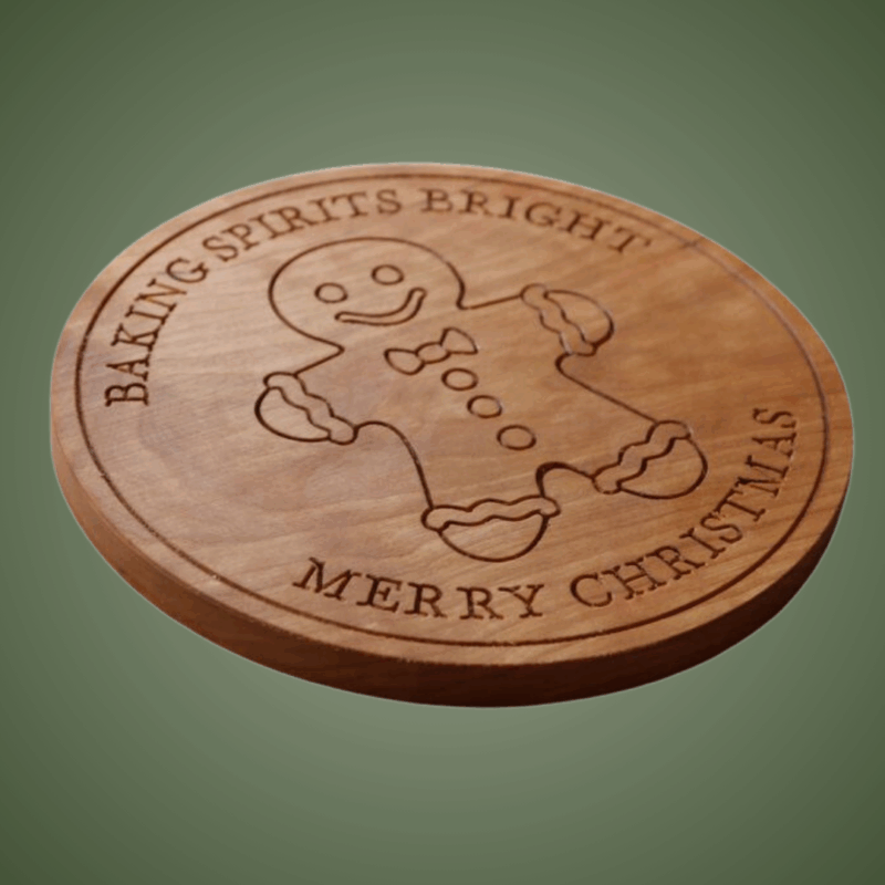 Personalized Gingerbread Christmas Trivet: Carved Wood Trivet