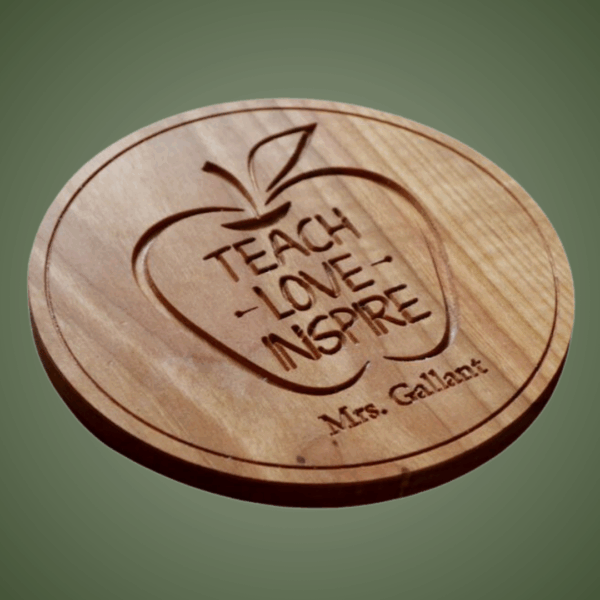 Personalized Teacher Trivet: Carved Wood Trivet