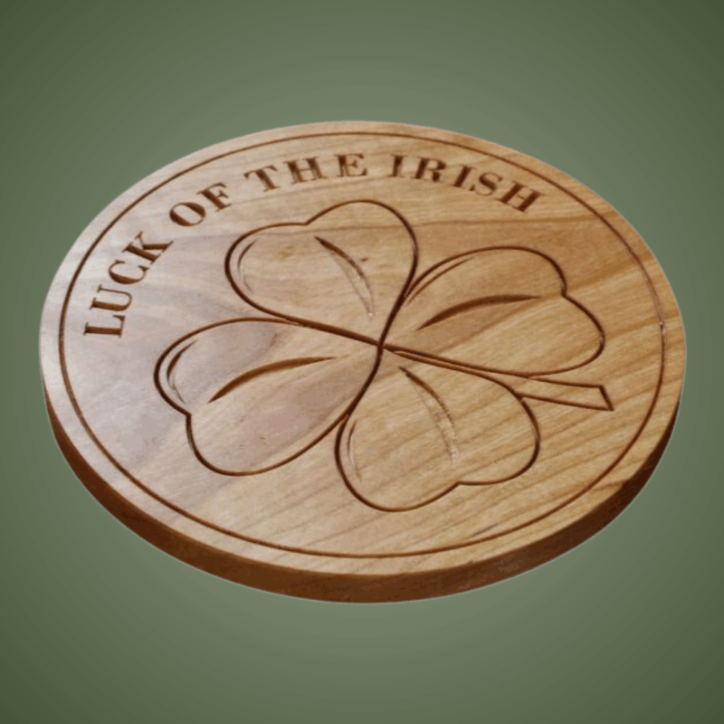 Personalized Irish Shamrock Trivet: Carved Wood Trivet