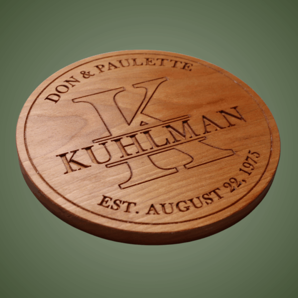 Personalized Wedding Monogram Trivet: Carved Wood Trivet
