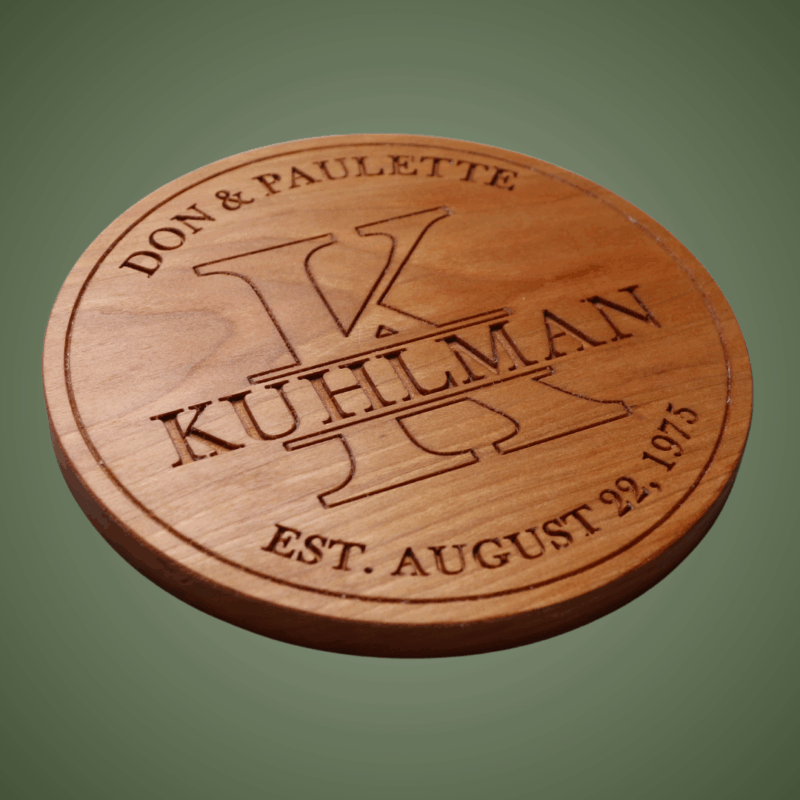 Personalized Wedding Monogram Trivet: Carved Wood Trivet