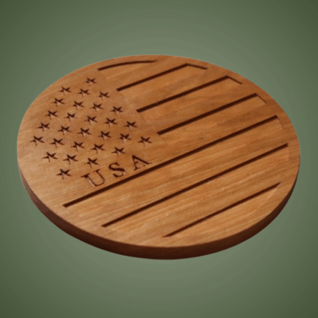 Personalized USA Trivet: Carved Wood Trivet