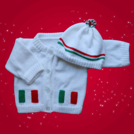 Itialian Flag Baby Sweater, Handmade Knitted Baby Sweater, Personalized Baby Sweater