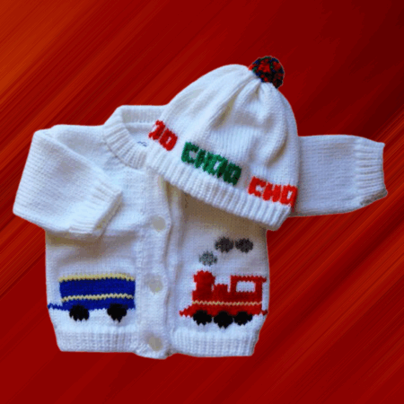 Train Baby Sweater, Handmade Knitted Baby Sweater, Personalized Baby Sweater