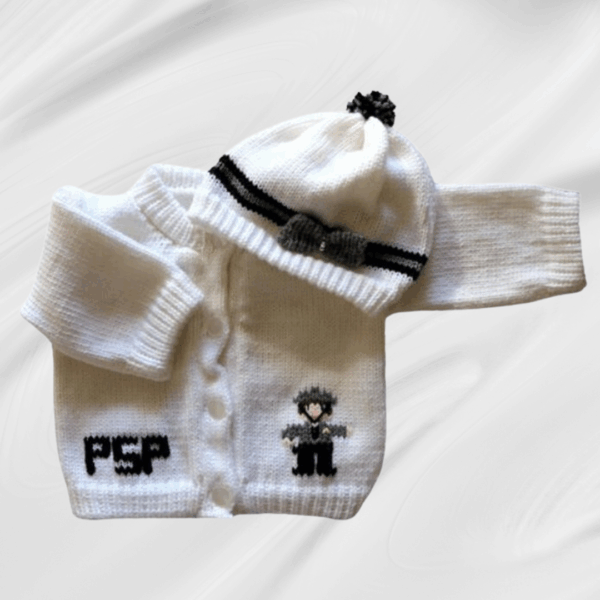 State Police Baby Sweater, Handmade Knitted Baby Sweater, Personalized Baby Sweater