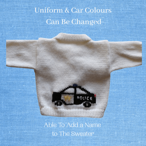 Police Baby Sweater, Handmade Knitted Baby Sweater, Personalized Baby Sweater