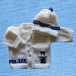 Police Baby Sweater, Handmade Knitted Baby Sweater, Personalized Baby Sweater