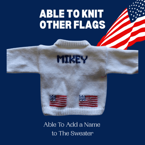 USA Baby Sweater, Handmade Knitted Baby Sweater, Personalized Baby Sweater