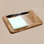 Carved Wooden Elephant Sticky Note Holder: Personalized Notepad & Pen Organizer