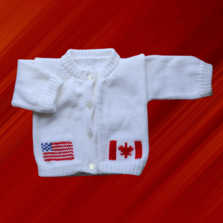 Canada & USA Baby Sweater, Handmade Knitted Baby Sweater, Personalized Baby Sweater