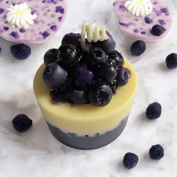 Blueberry Cupcake Candle: Lemon Crumble Scented CocoSoy Pillar Wax