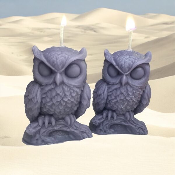 Sleeping Owl Beeswax Candle: Cottagecore Home Decor, Cedarwood Scent