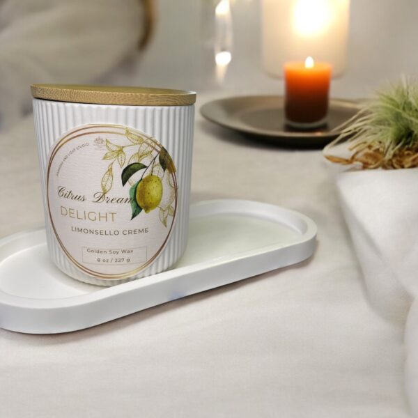 Citrus Soy Candle in Jesmonite Vessel: Limoncello Creme Scent