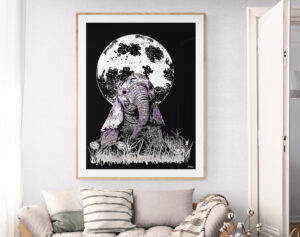 baby elephant original hand drawn art