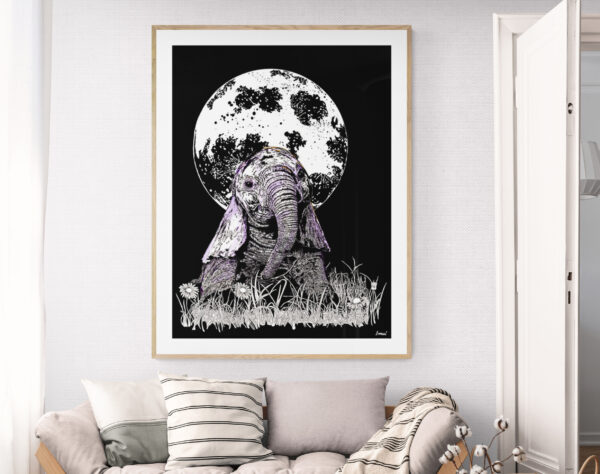 Baby Elephant, Hand drawn Original Wall Art