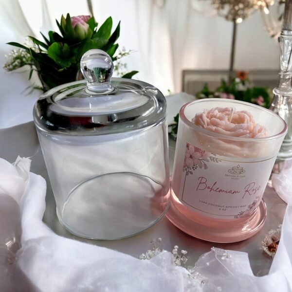 Rose Infused Candle: Coconut Apricot Wax, Bohemian Rose Scent