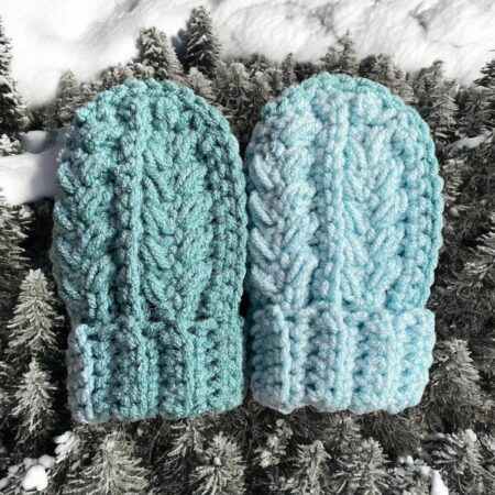 Teal baby mittens
