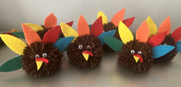Adorable Pom Pom Turkey Heads (One Size)