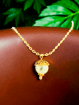 Nature-Inspired Green Jade Acorn Necklace in Gold