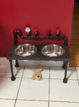 Steampunk Raised Dog Bowl Feeder: Knotty Pine, Industrial Style