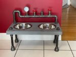 Steampunk Raised Dog Bowl Feeder: Knotty Pine, Industrial Style