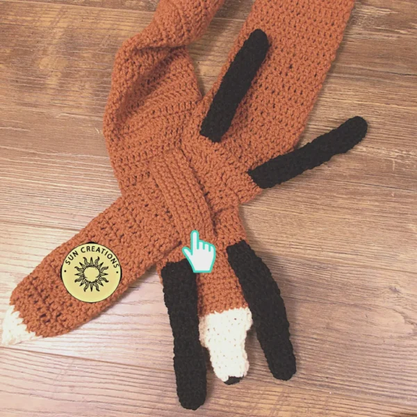 Handmade Crocheted Fox Scarf with Safety Eyes and Loop Closure - Trendy & Made to Order