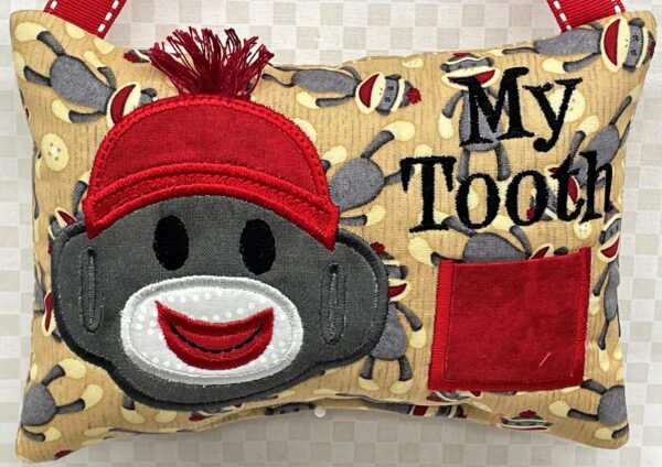 Sock Monkey Tooth Fairy Pillow by Tooth Fairy Tess - Personalized